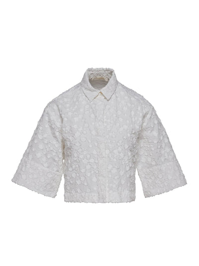 Cotton Nylon Cropped Shirt (Polished White)