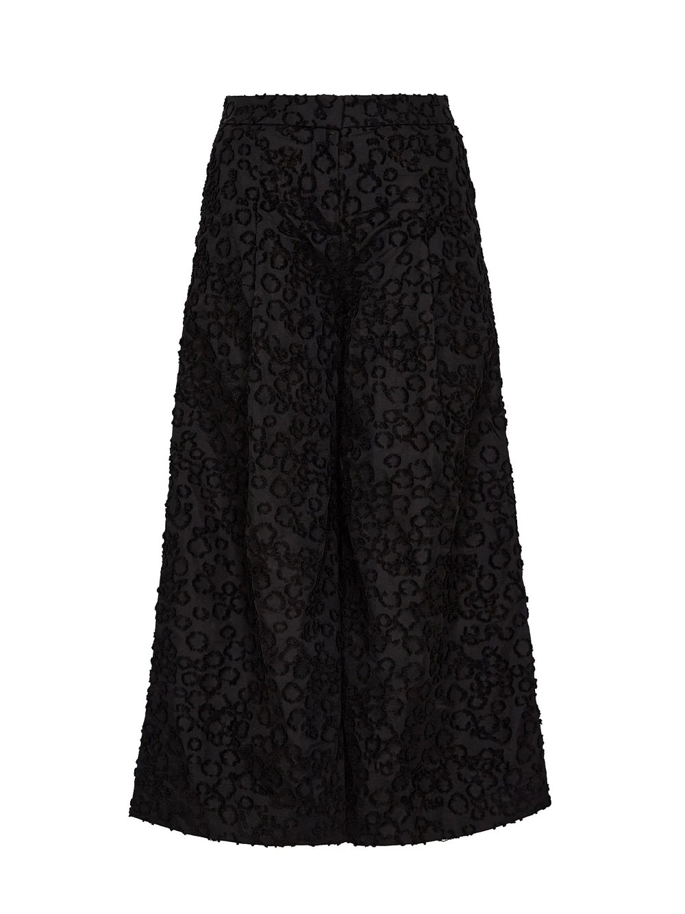 Cotton Nylon Cropped Wide Pant (Black)