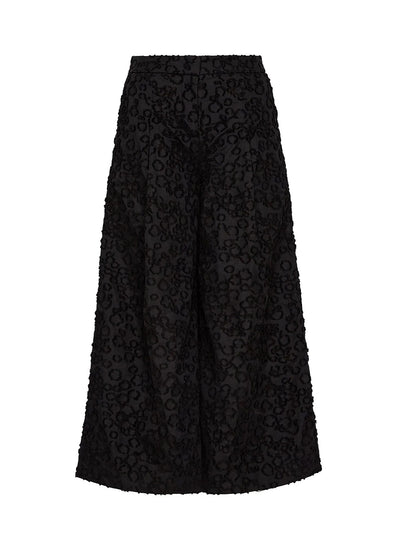 Cotton Nylon Cropped Wide Pant (Black)