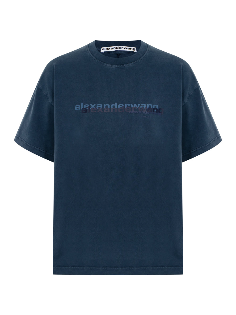 Men Cotton Oversized Logo Tee (Washed Navy)