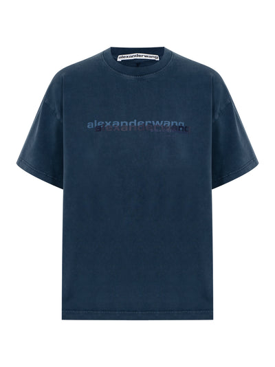 Men Cotton Oversized Logo Tee (Washed Navy)