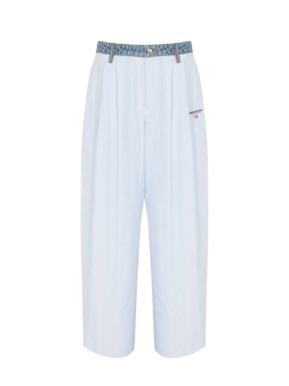 Cotton Oxford Pants with Denim Waistband (Oxford Blue)