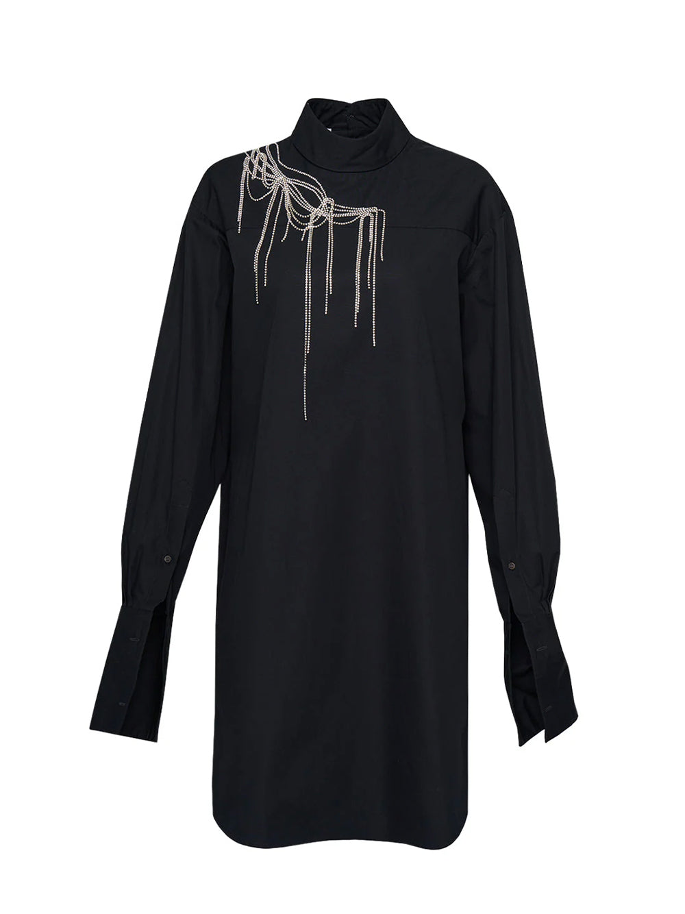 Cotton Poplin Tassels Shirt (Black)