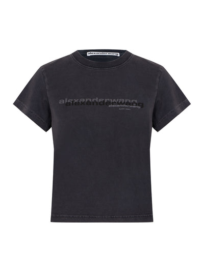 Cotton Shrunken Logo Tee (Washed Black)