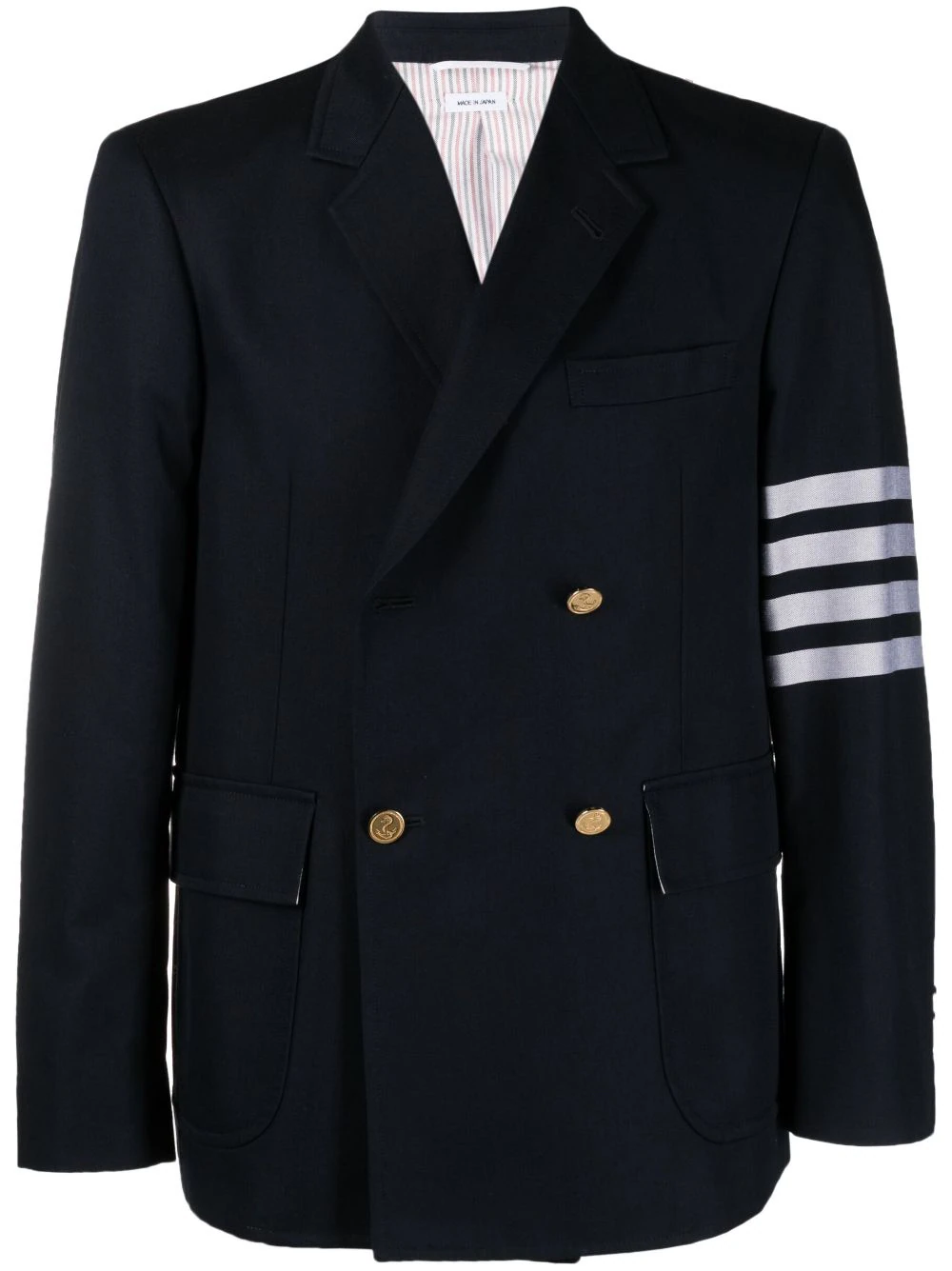 Cotton Twill 4-Bar Unconstructed Classic Sport Coat (Navy)