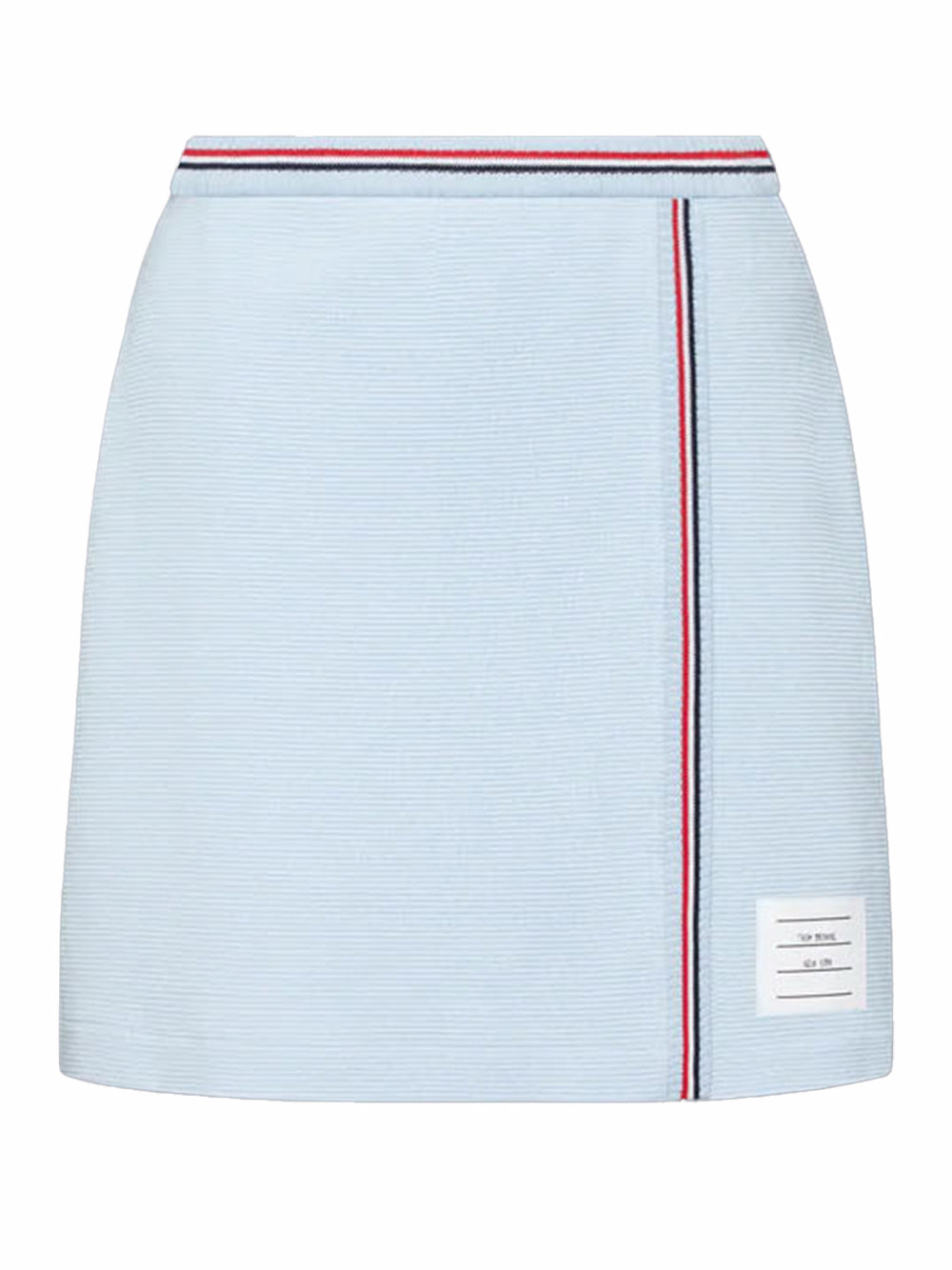 Cotton Waffle Mini Wrap Skirt (Light Blue)
