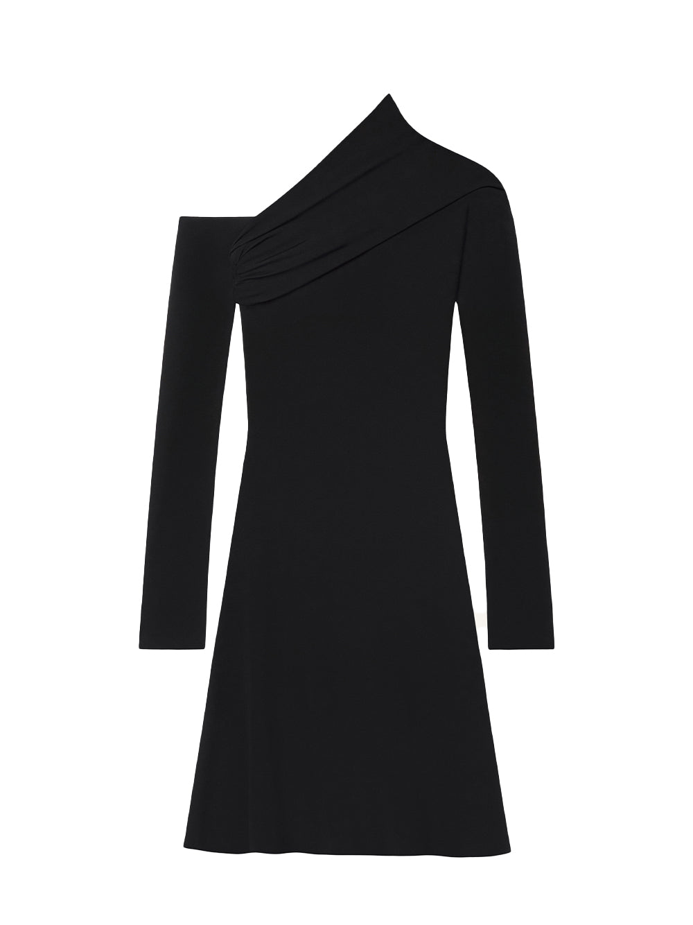 Twist One Sleeve Crepe Je Dress (Black)