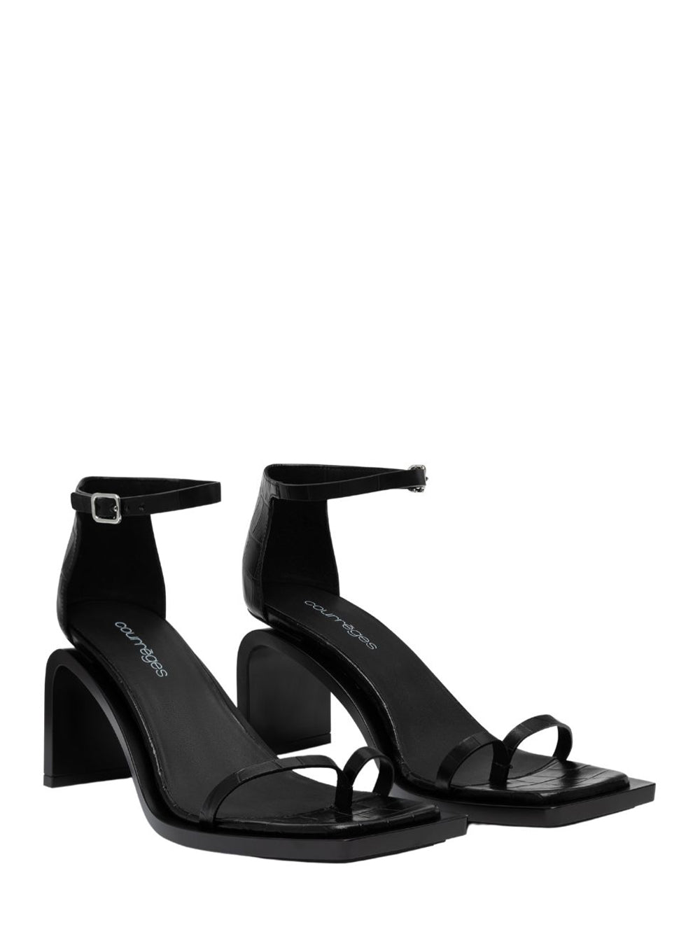 Stream Croco Stamped Sandals (Black)