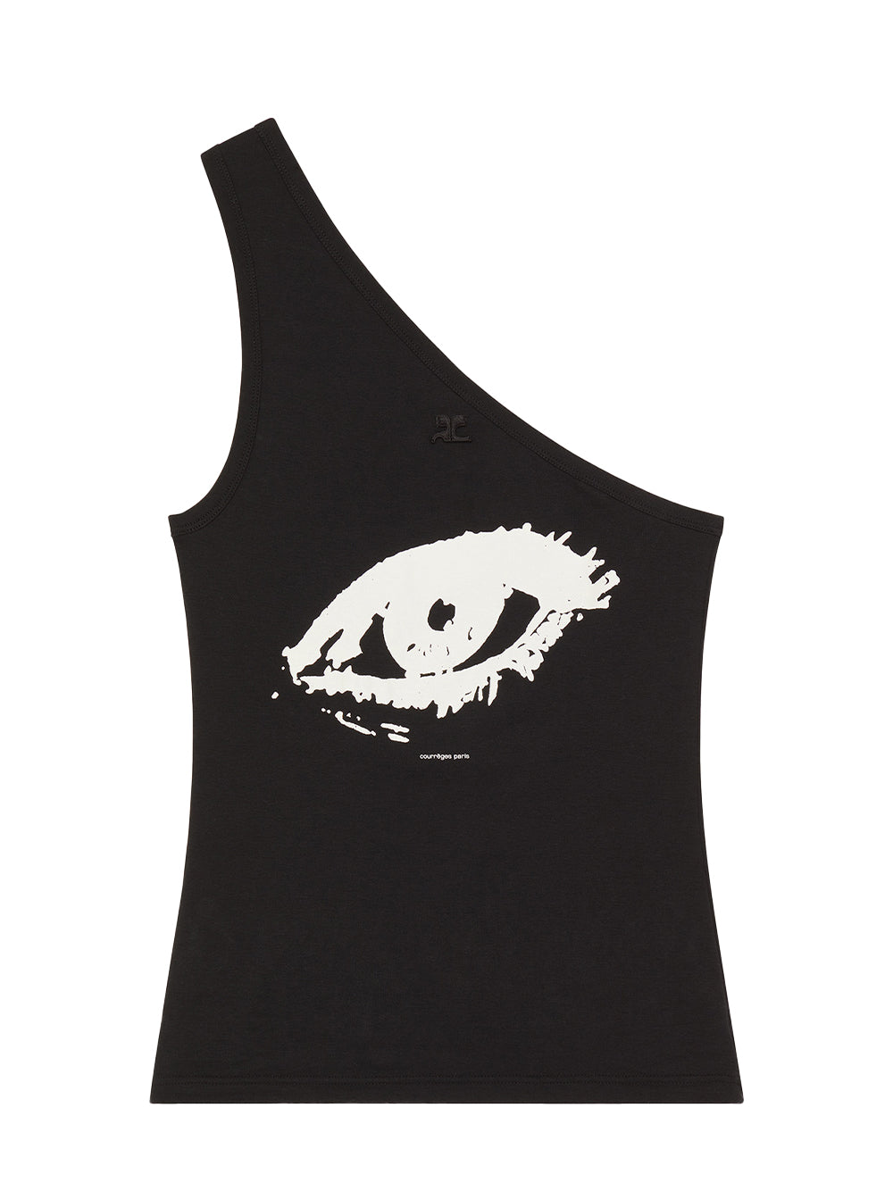 Courreges-Asymetrical-Printed-Tank-Top-Black-01