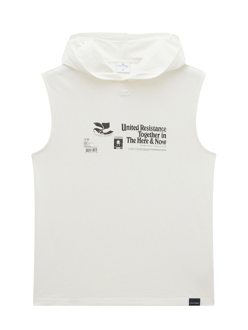 Courreges-Printed-Hoodie-Sleeveless-T-shirt-White-01