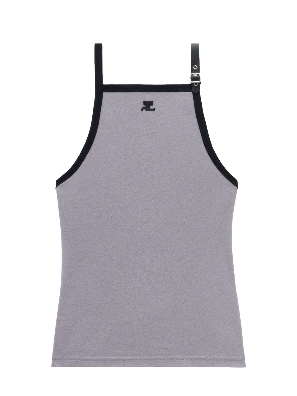 Buckle Contrast Tank Top (Smocked Grey/Black)