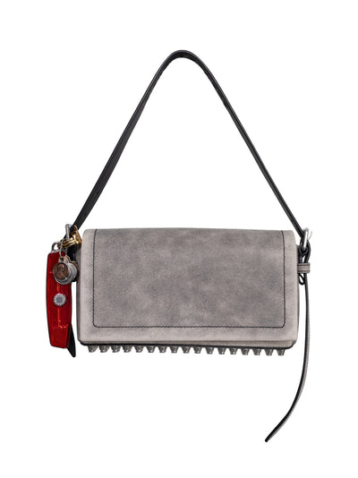 Crackle Leather Ricco Slim Flap Bag (Crackle Grey)