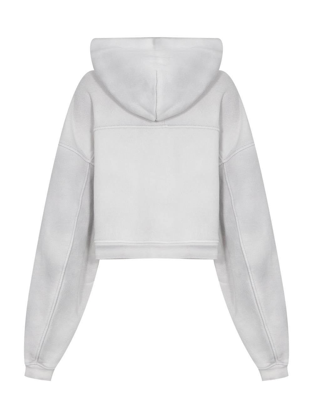 Crop Zip Up Hoodie in Classic Terry (Washed Smoke White)