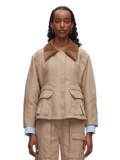 Cropped Flounce Barn Jacket (Praline Multi)