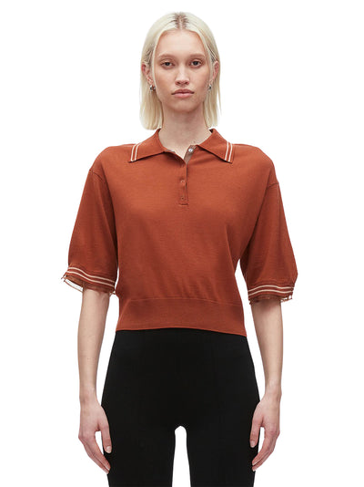 Cropped Polo With Organza (Brick)