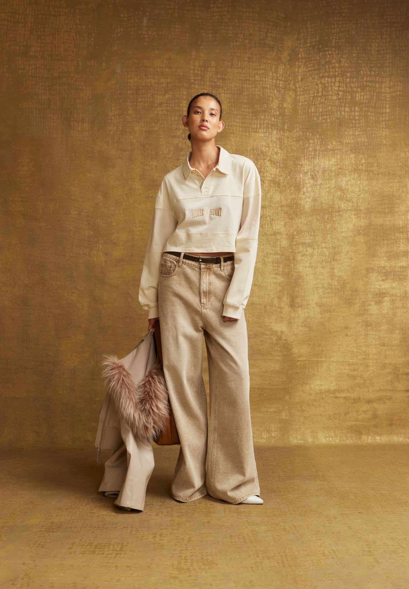 Cropped Power Logo Button Up (Multicolor)