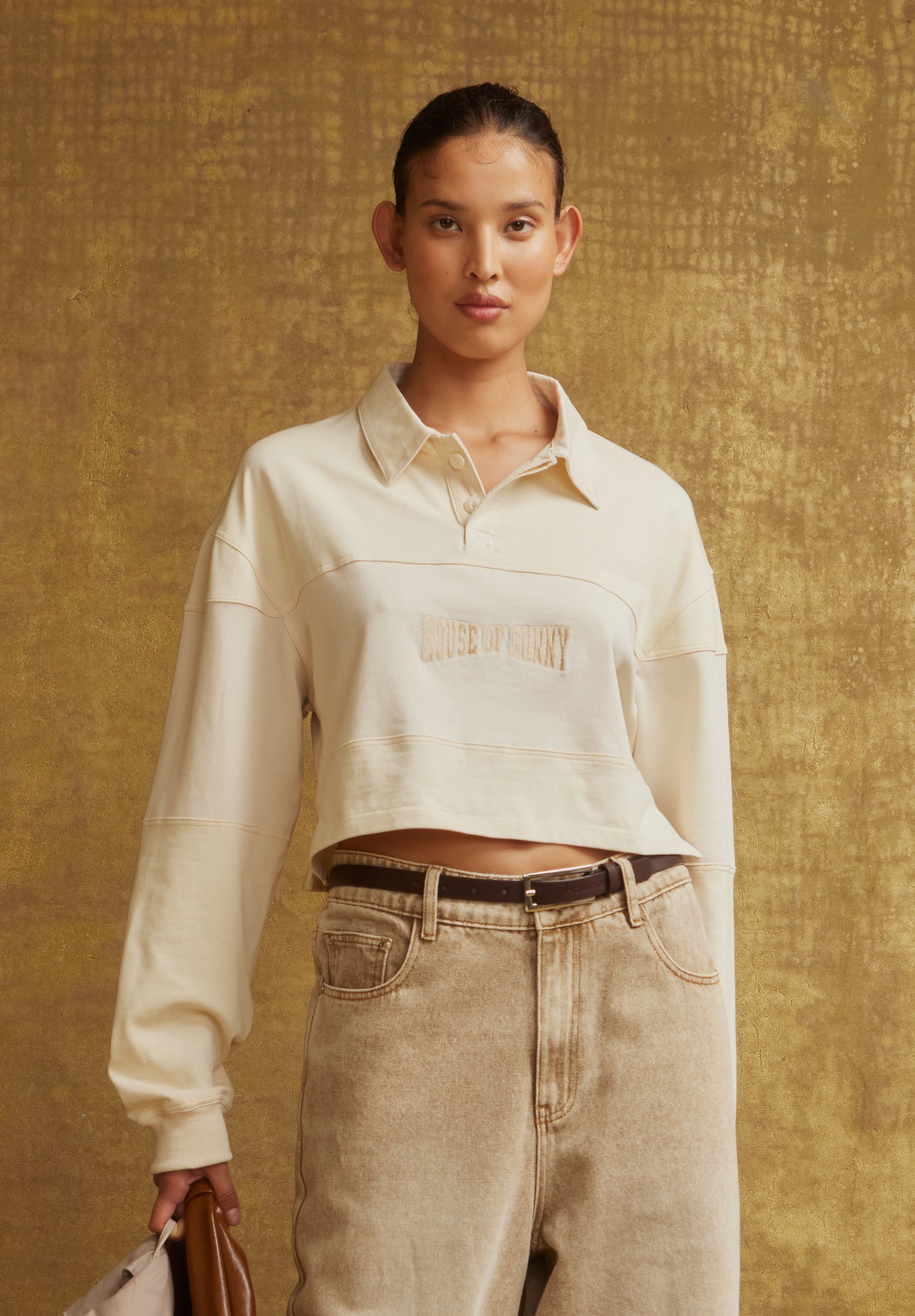 Cropped Power Logo Button Up (Multicolor)