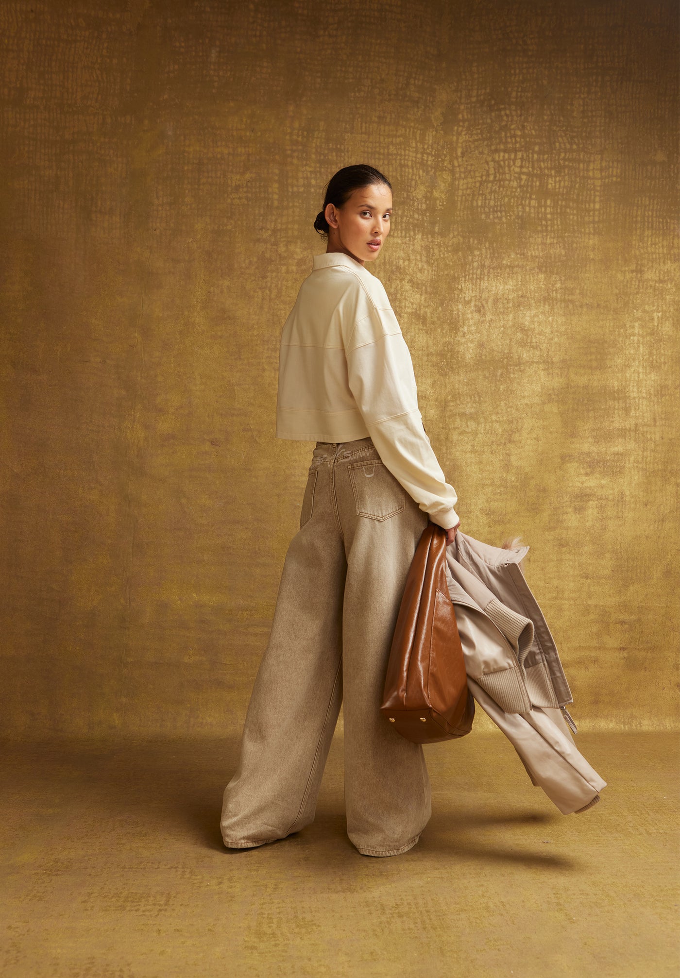 Cropped Power Logo Button Up (Multicolor)