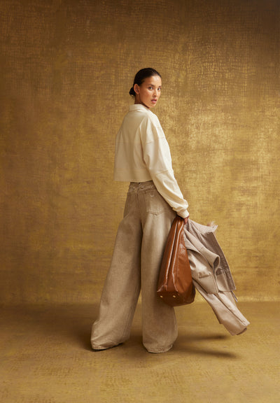 Cropped Power Logo Button Up (Multicolor)