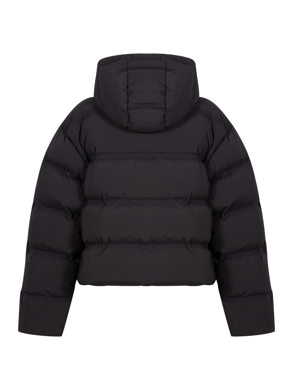 Cropped Puffer Coat With Reflective Logo (Black)