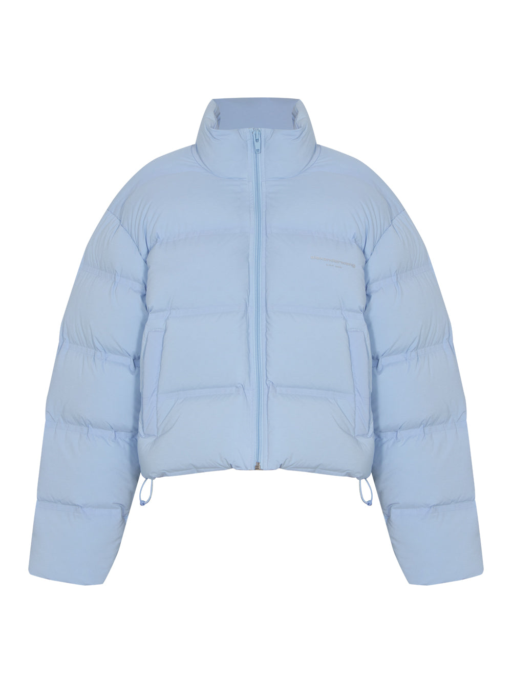 Cropped Puffer Coat With Reflective Logo (Oxford Blue)
