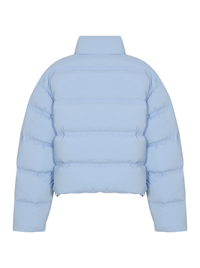 Cropped Puffer Coat With Reflective Logo (Oxford Blue)