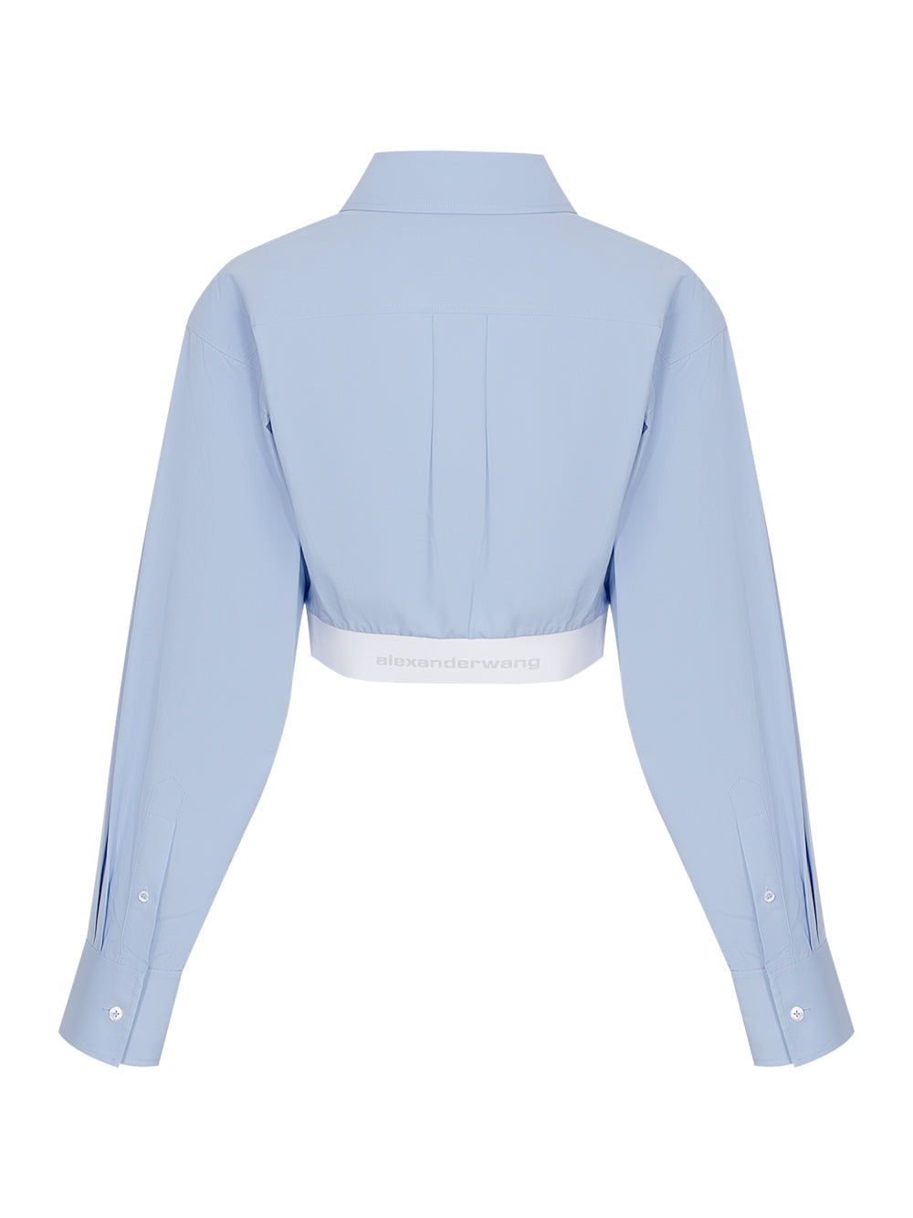 Cropped Shirt With White Logo Elastic Oxford Blue/White