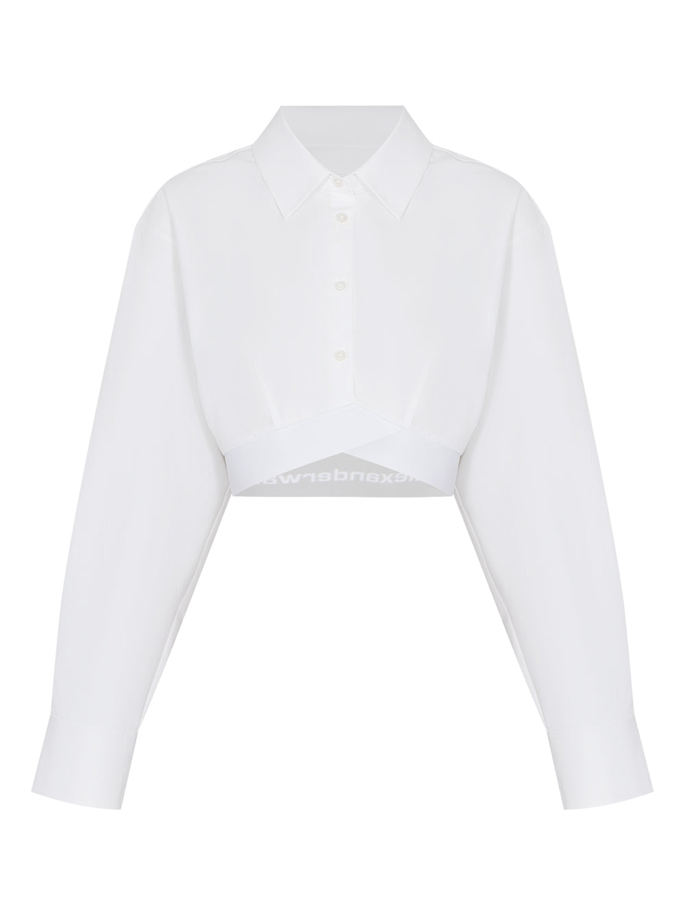 Cropped Shirt With White Logo Elastic (White)