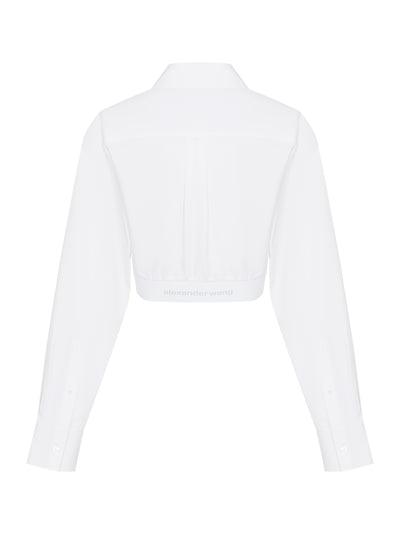 Cropped Shirt With White Logo Elastic (White)