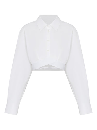 Cropped Shirt With White Logo Elastic (White)