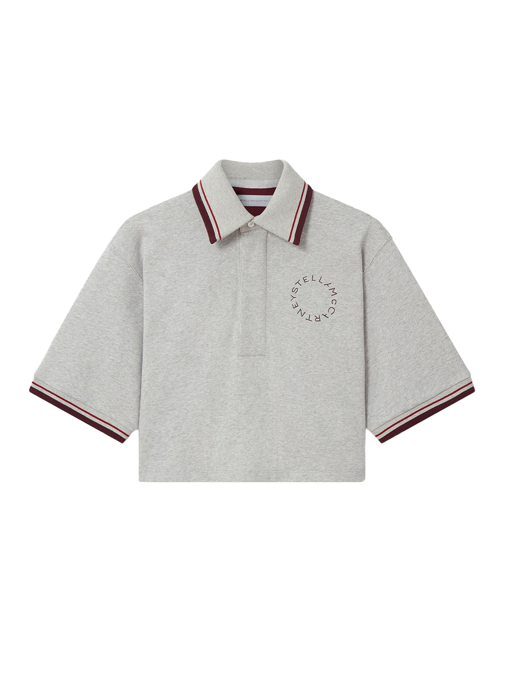 Cropped Short-Sleeve Rugby Shirt (Grey Melange)