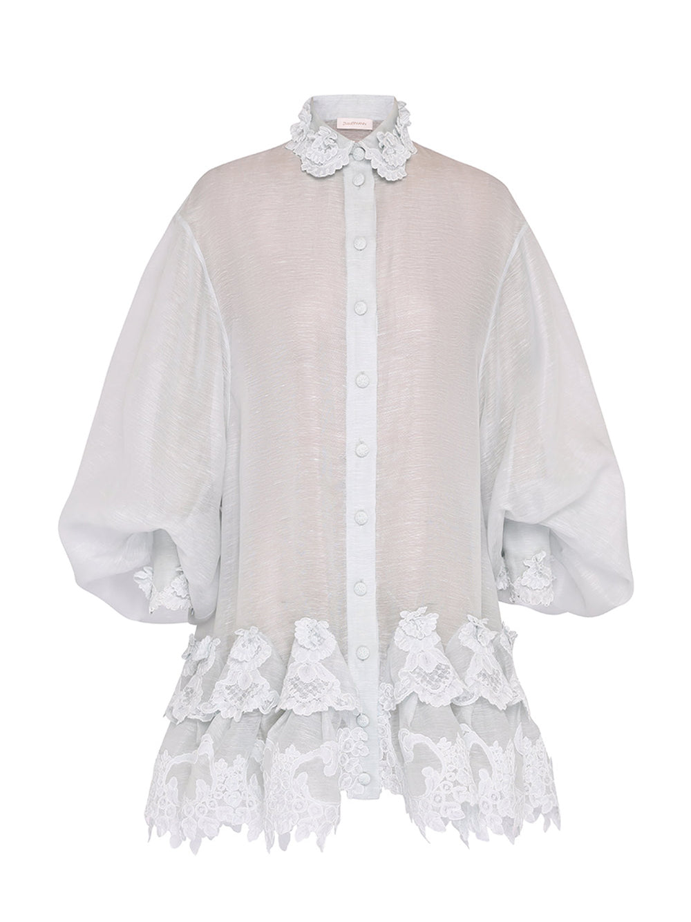 Crush Tiered Lace Shirt Dress (Mint)