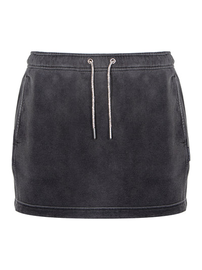 Crystal Hotfix Tube Skirt in Organic Cotton Terry (Washed Caviar)