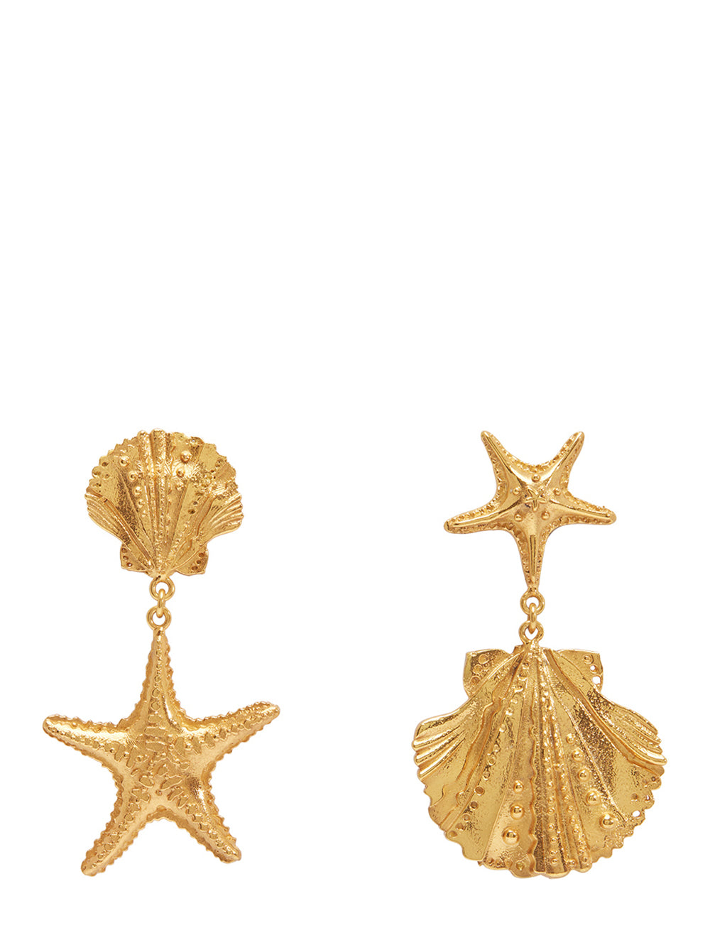 Curio Shell & Starfish Earrings (Gold)