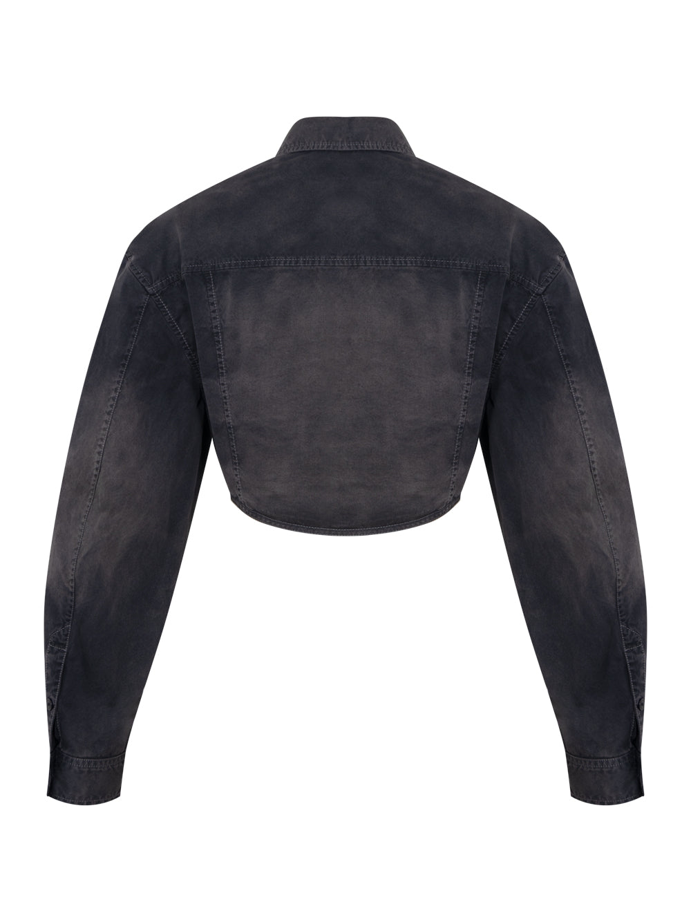 Curved Cropped Shirt in Cotton Twill (Washed Black Pearl)
