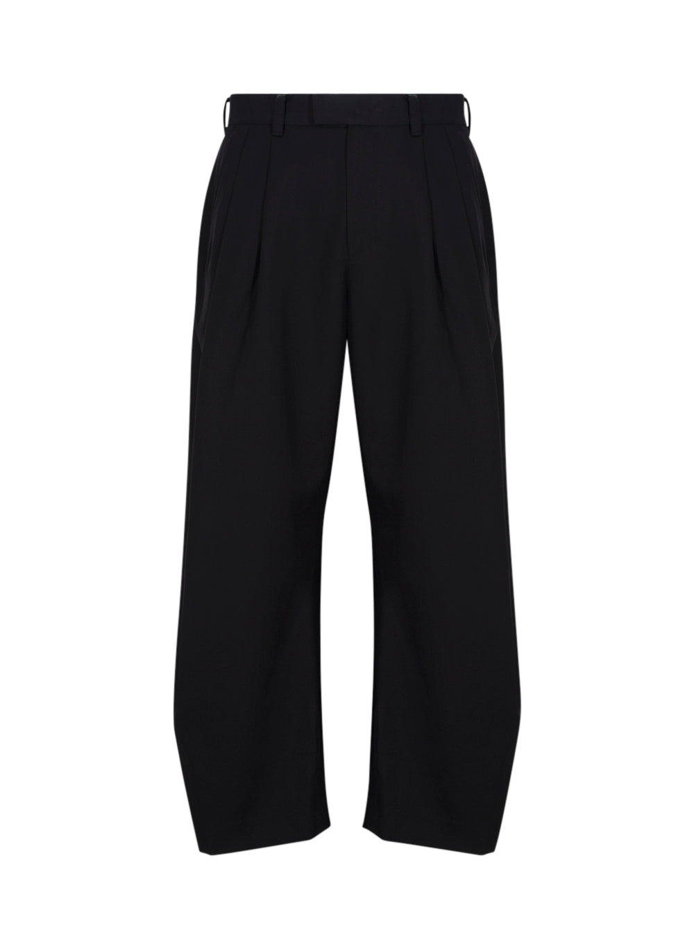 Curved Two Tuck Wide Pants (Black)