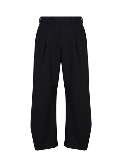 Curved Two Tuck Wide Pants (Black)