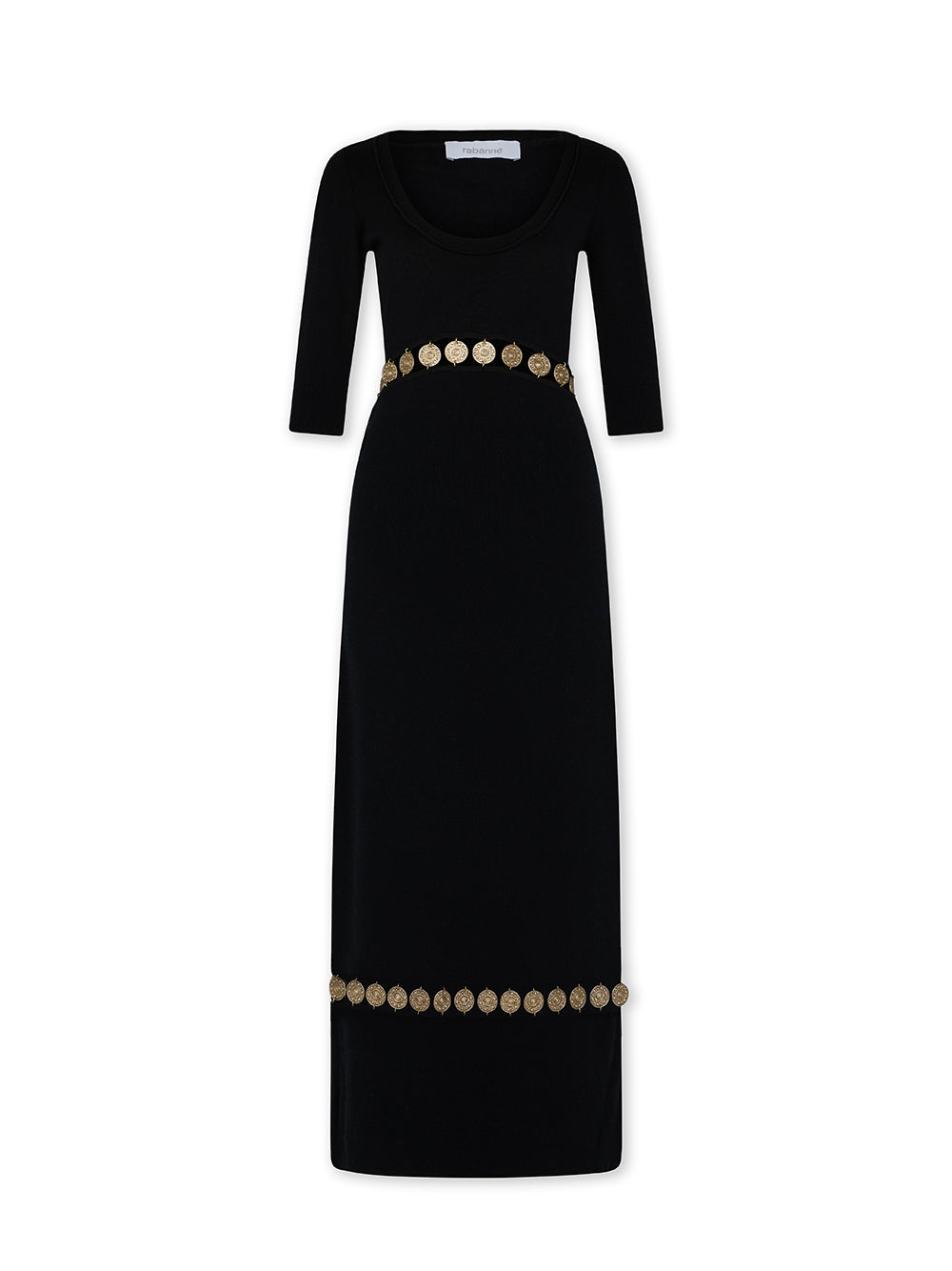 Cutout Embellished Wool-Blend Midi Dress (Black)