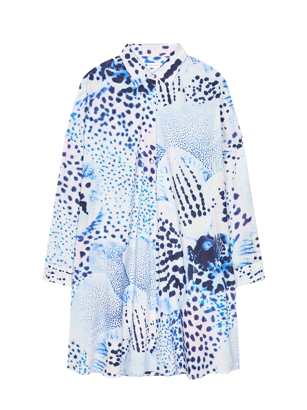 Printed Shirt Dress (Blue)