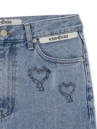 Chain Stamped Jeans (Sky Blue)