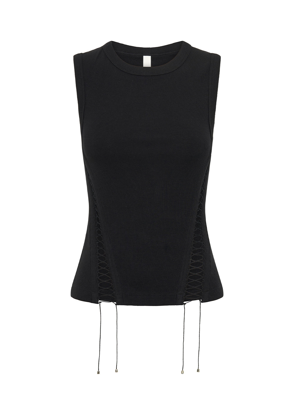 Picot Lace Muscle Tee (Black)