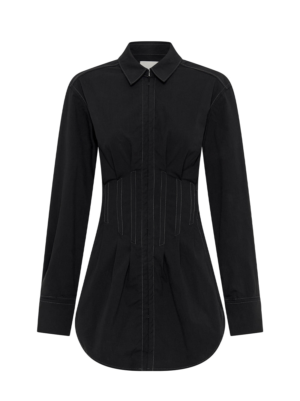 Tuxedo Corset Shirt Dress (Black)