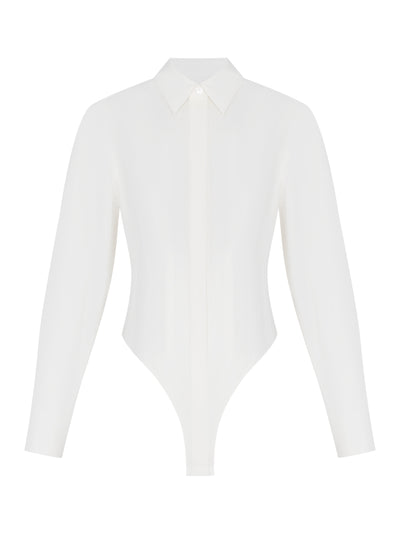 Tuxedo Shirt Bodysuit (Ivory)