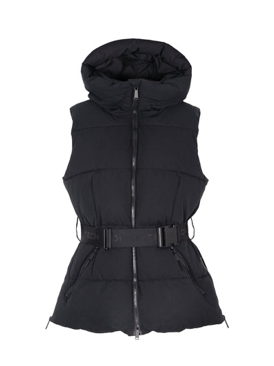 DKNY-Belted-Puffer-Vest-with-Hood-Black-1