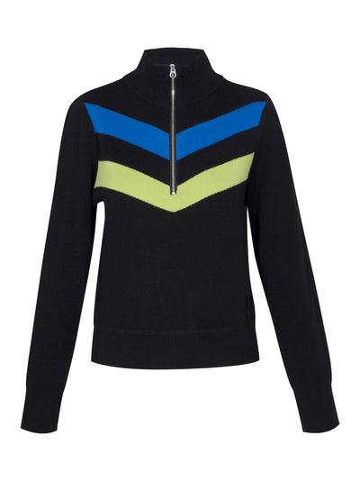 DKNY-Chevron-Half-Zip-Sweater-Black-1