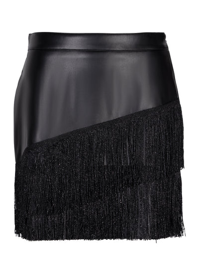 DKNY-FringeTrimFauxLeatherMiniskirt-Black-1