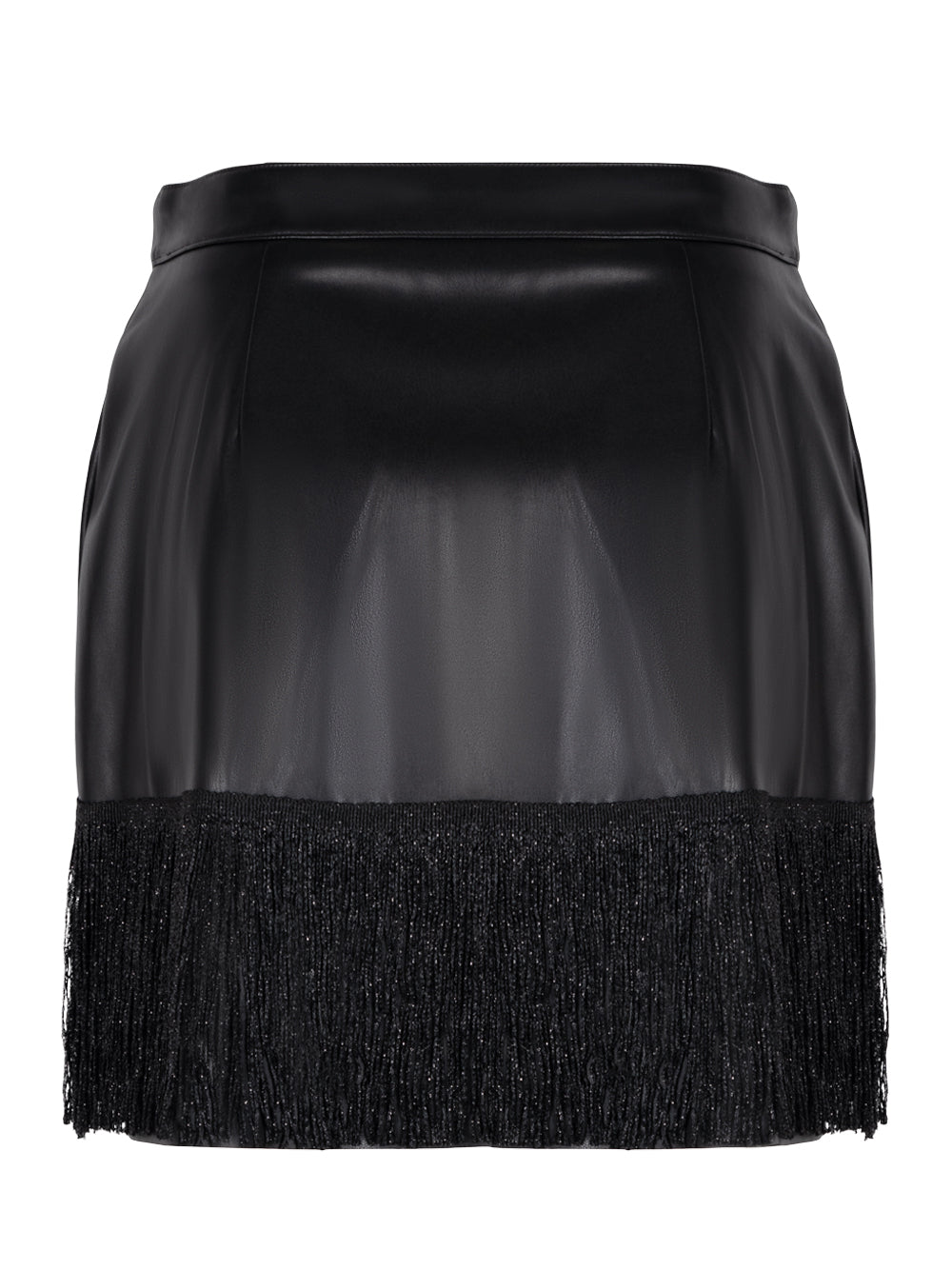 DKNY-FringeTrimFauxLeatherMiniskirt-Black-2