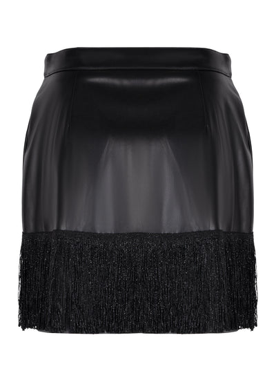 DKNY-FringeTrimFauxLeatherMiniskirt-Black-2