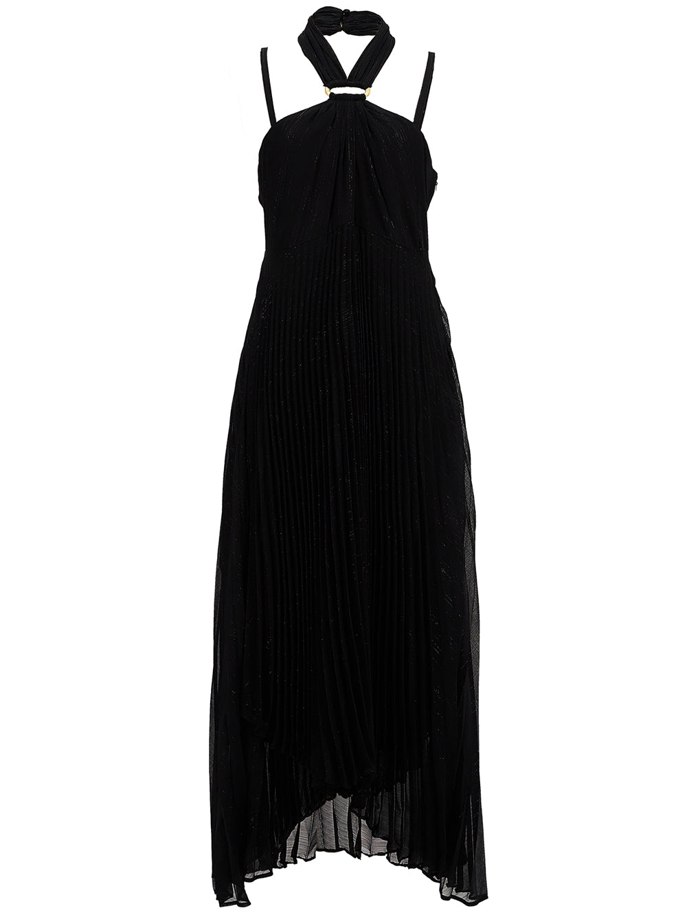 DKNY-HalterNeckSleevelessSpaghettiStrapPleatedDress-Black-1