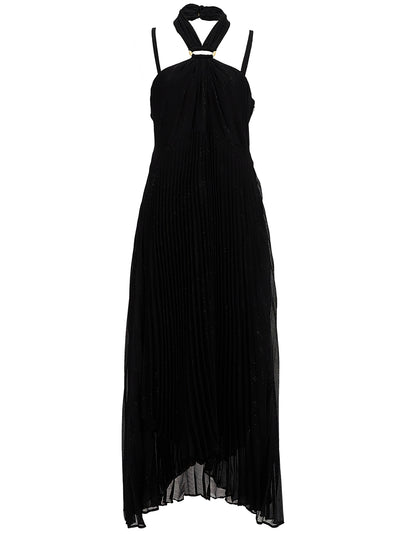 DKNY-HalterNeckSleevelessSpaghettiStrapPleatedDress-Black-1